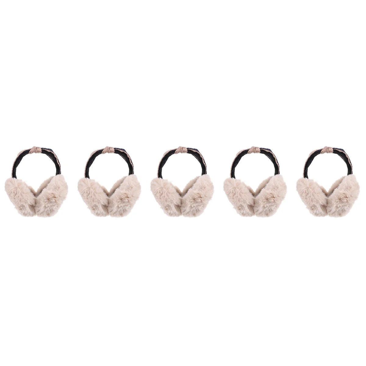 5 Count Two-color Headband Foldable Lazy Rabbit Fur Warm for Winter (apricot Color) Cuff Keep Miss