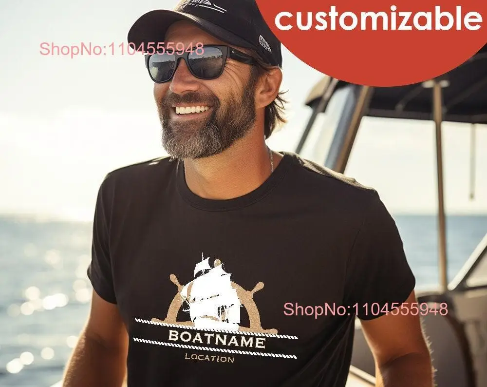 

Personalized Boat T Shirt for Surfers and Sailors with Compass nautical clothing Men Owners long or short sleeves