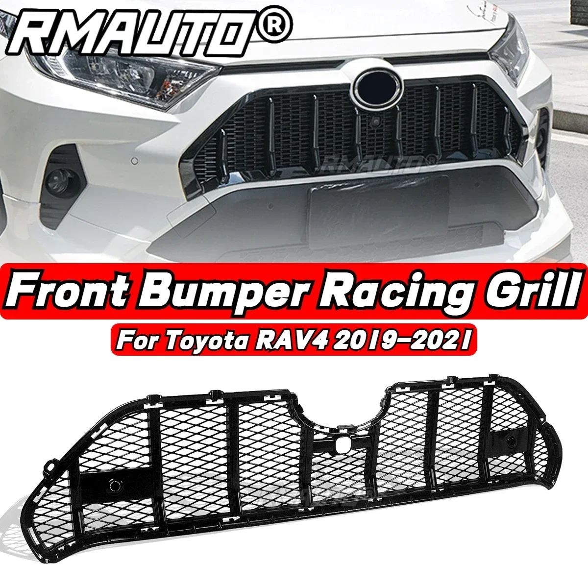 Car Front Bumper Grille Racing Grill Honeycomb Style Bumper Mesh Trim Car For Toyota RAV4 2019-2021 Car Accessories Body Kit