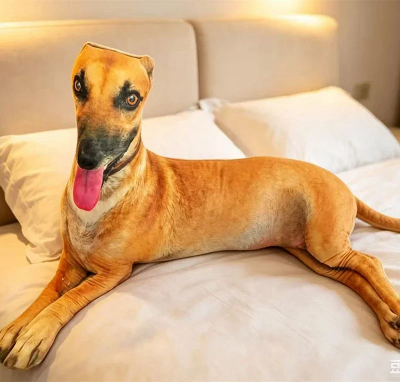 3D Realistisches Greyhound-Plüschkissen Liegender Whippet Kawaii Hund Stofftier-Kissen Simuliertes Tierpüppchen Wohndekor Sammlerstück Geschenk – Detail 6