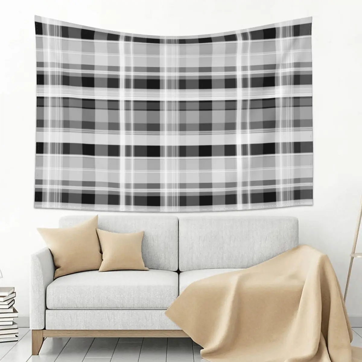 

Black and White Plaid Tapestry