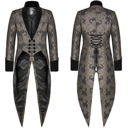 Punk Rave Mens Gothic Tailcoat Jacket Black Brocade Steampunk Aristocrat Regency