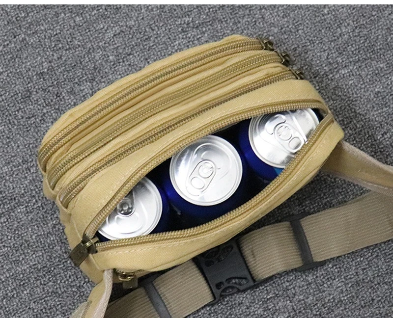 Unisex Canvas Multifunctional Waist Chest Bag Large Capacity for Outdoor Business with Multi-Pockets Money Collection