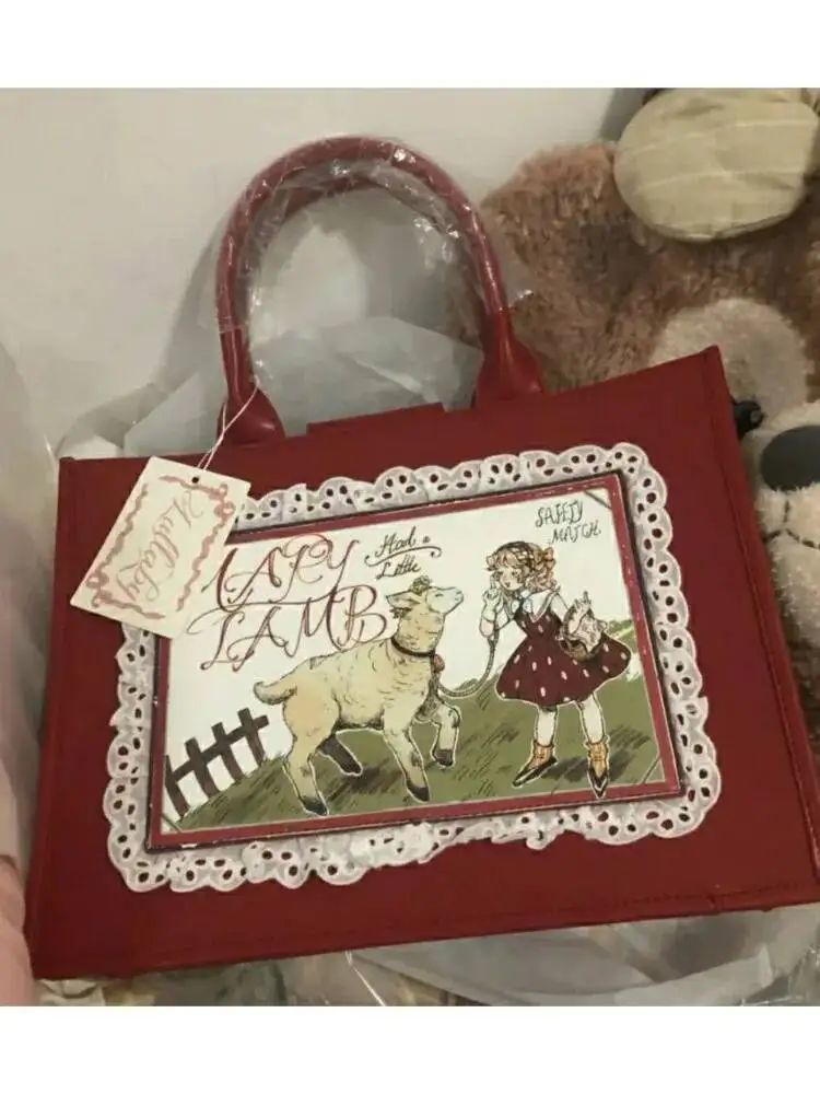 

Bloom Haruku Lolita Red Tote Women Gothic Vintage Large Capacity Y2k Hand Bag Ladies Sweet Cute Shoulder Bags Aesthetic