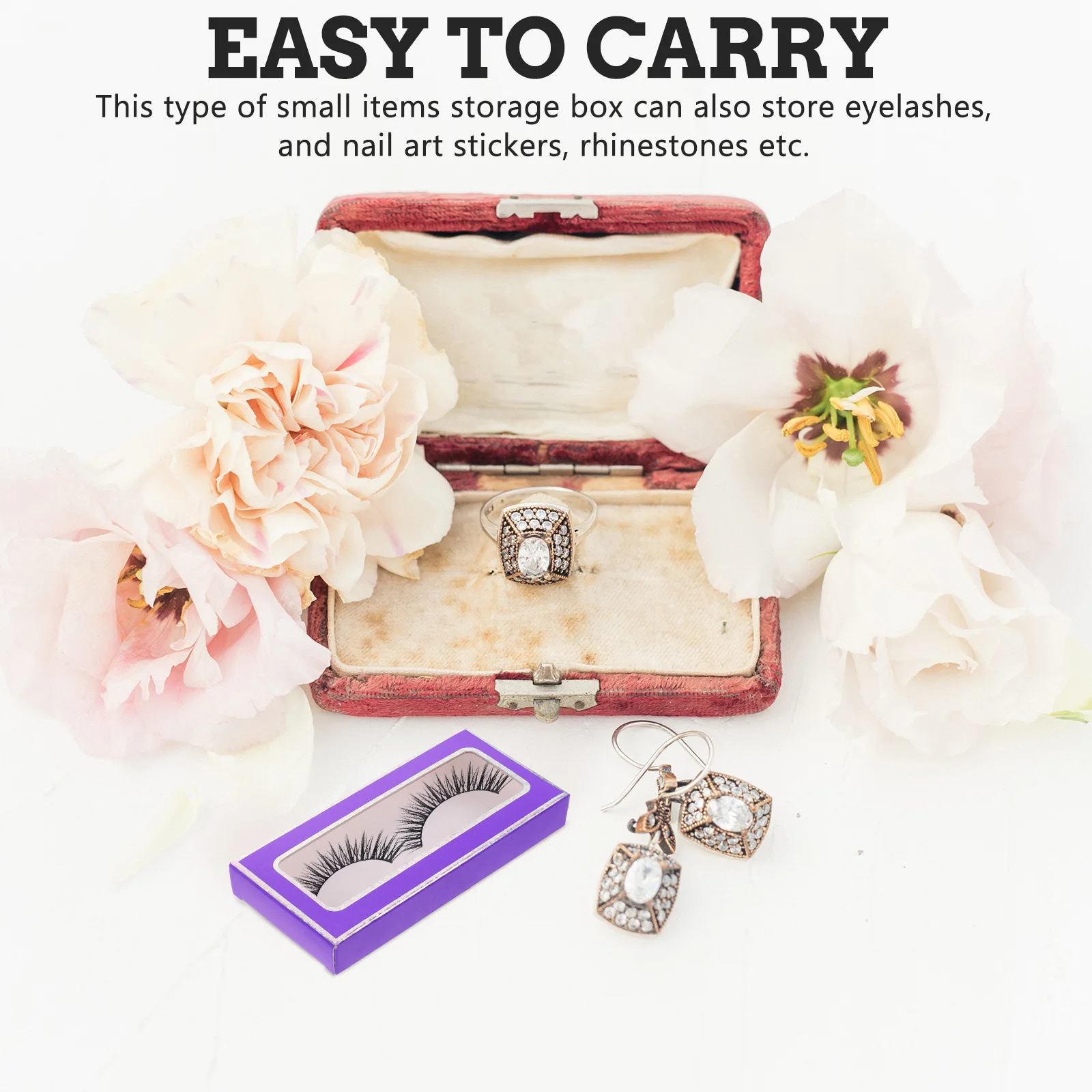 กล่องเก็บเล็บปลอม 12 ชิ้น ทนทาน พกพาสะดวก สำหรับเก็บปลายเล็บปลอม ขนตาปลอม คริสตัล กล่องจัดระเบียบเล็บปลอมแบบกดติด