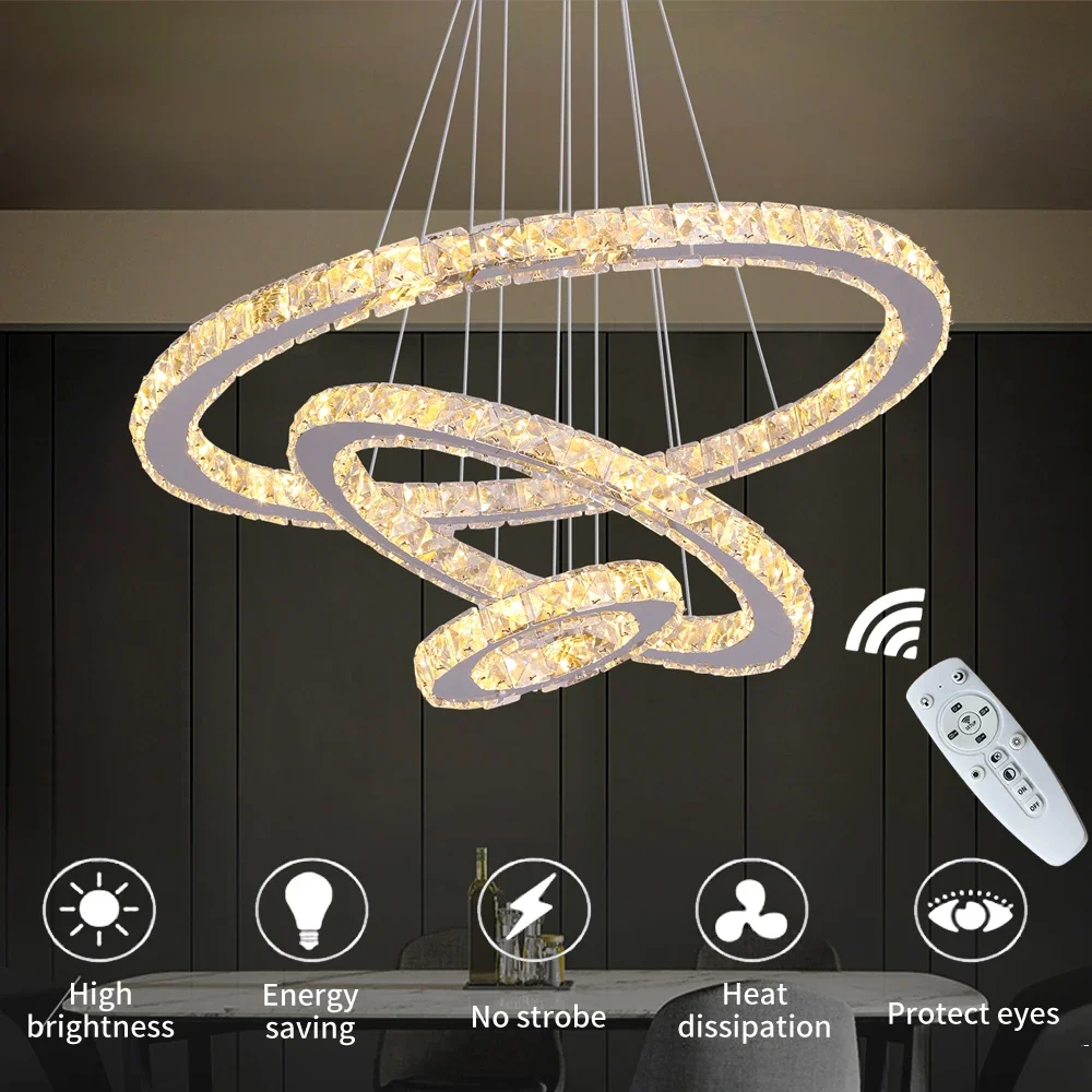 Plafonnier LED en Clip avec Anneaux Réglables et Télécommande, Luminaire Décoratif d\'Nik, Idéal pour un Salon ou une Chambre à Coucher