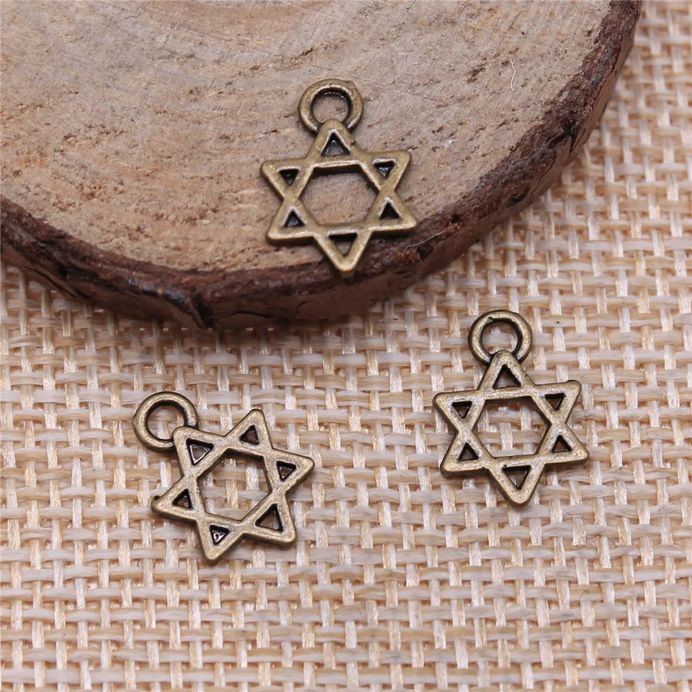 WYSIWYG 40pcs 13x10mm 3 Colors DIY For Bracelet Necklace Star Of David Charm Star Of David Pendant