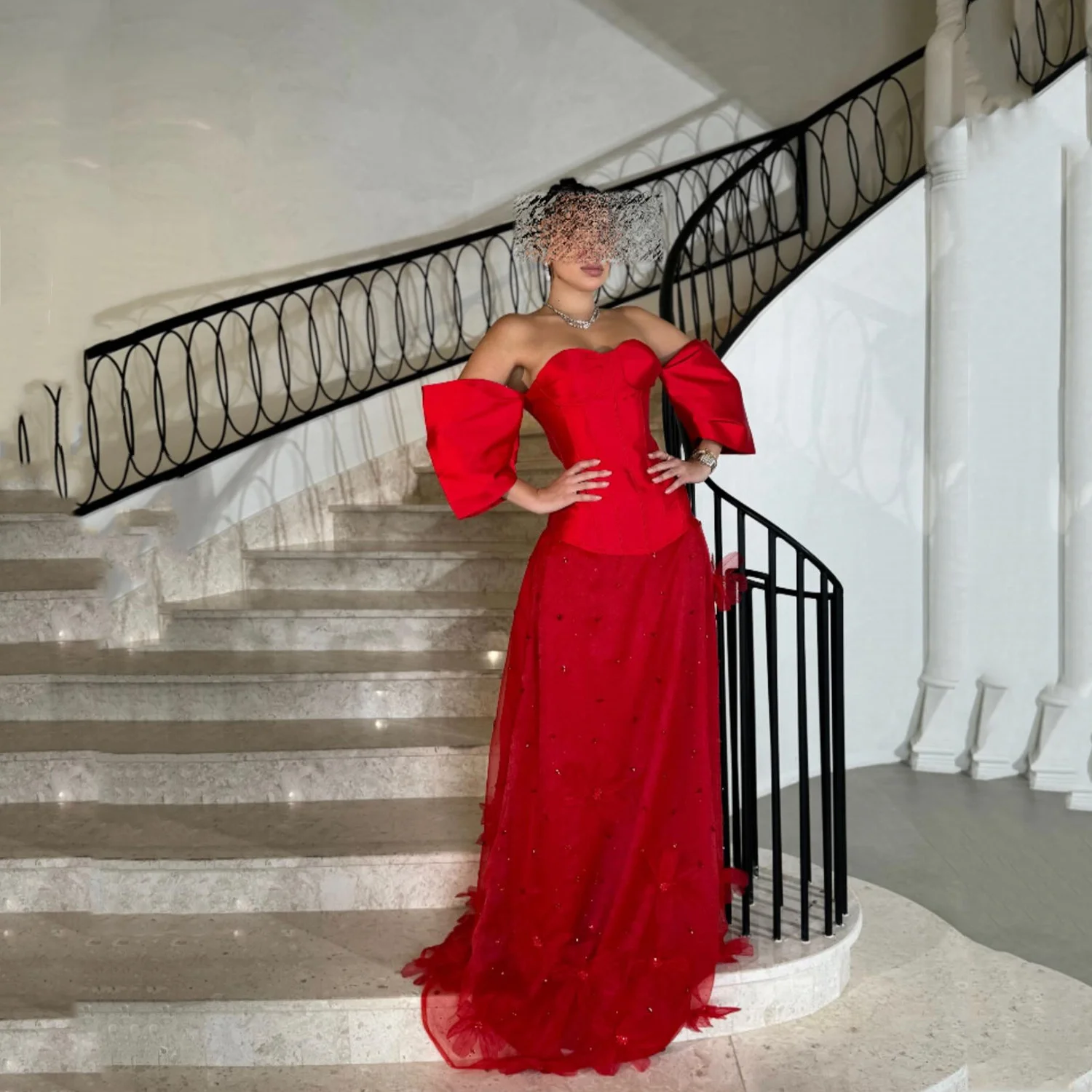 

Lorrtta 3D Flowers Luxurious Women's Evening Dresses for Special Occasions Red Customized Elegant Party Dresses 2025 Prom Dress