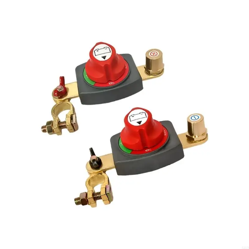 

12V 24V Battery Isolator Shut Off Switches Top Post Battery Disconnect Switches Quick Disconnect with Brown Knob for Truck