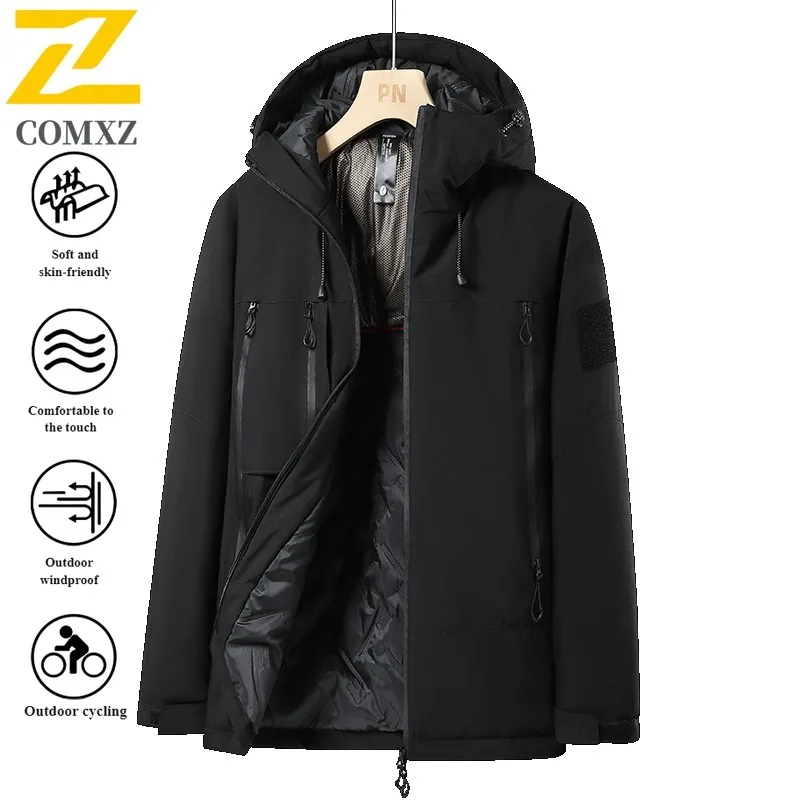 "EiAO سترة واقية من الجرافين ساخنة الرجال مقنعين الشتاء سترة مقاوم للماء يندبروف الحرارية معطف في الهواء الطلق للتخييم الصيد 2025 #4