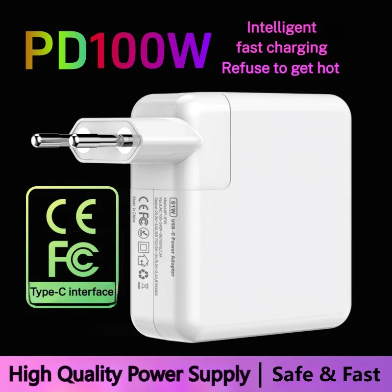 100W Type-C Fast Charger USB-C PD Wall Charger Notebook Laptops Power Adapter For MacBook Pro 13\