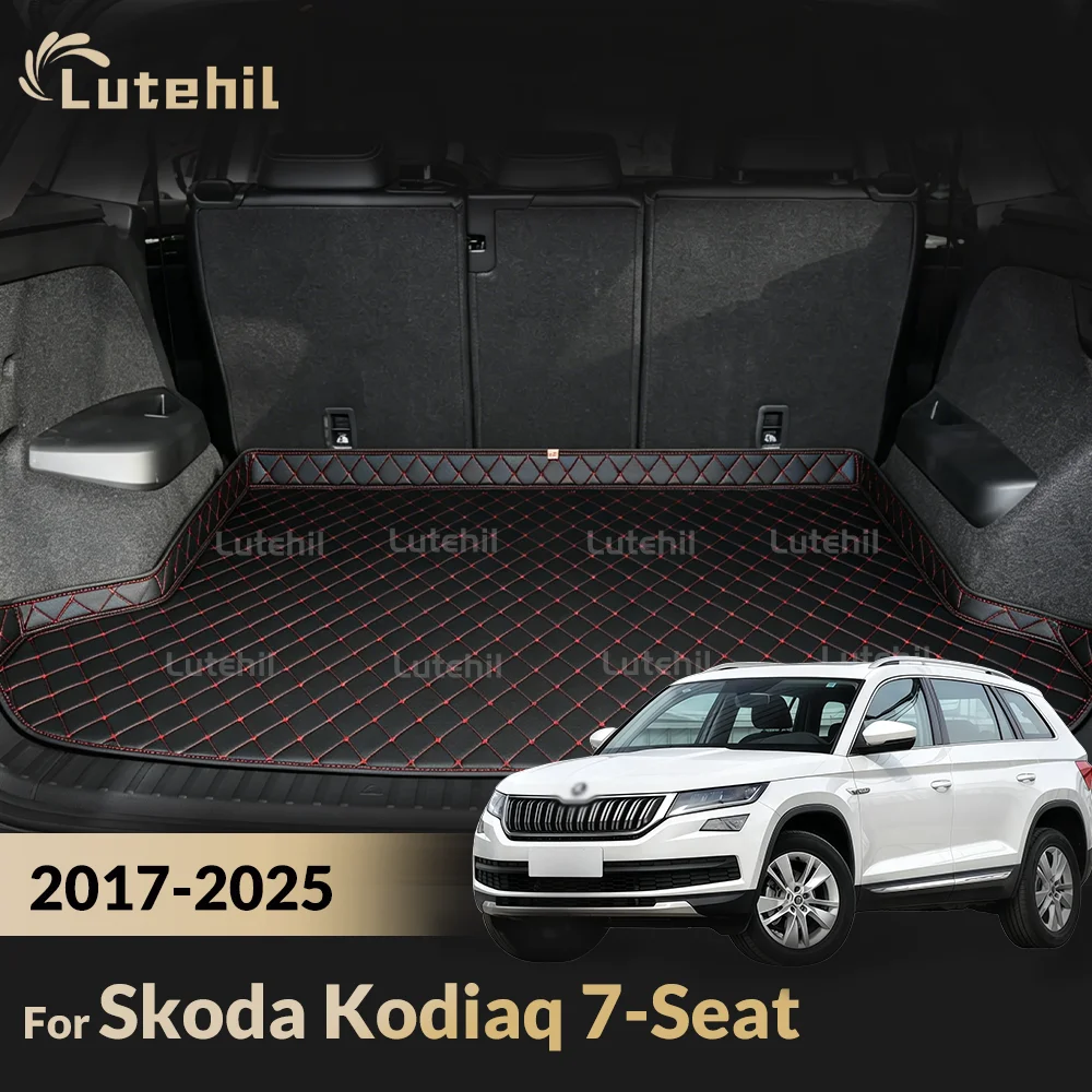 For Skoda Kodiaq 7-Seat 2017-2025 24 23 22 21 20 19 18 Lutehil Car Trunk Mat Cargo Liner Protective Waterproof Accessories