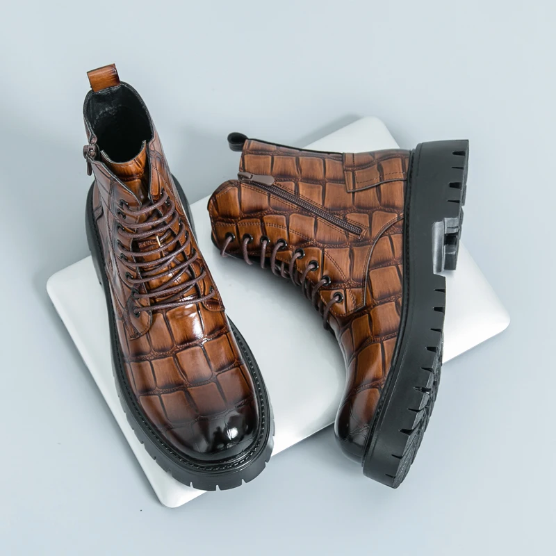 Summer Men Fashion Chelsea Boots Black Brown American Lace-up Business Office Brand Boots Training Shoes Sizes 38-46 Men Boots
