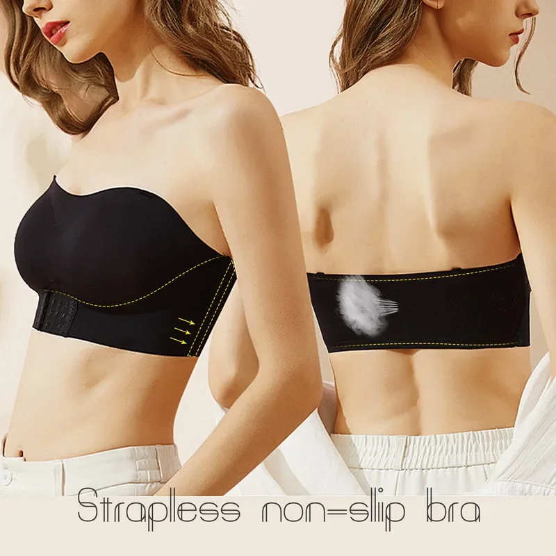 Invisible Strapless Bra For Women Wireless Push Up Non Slip Wedding Brassiere Big Breasts Underwear Sexy Lingerie XXL Plus Size