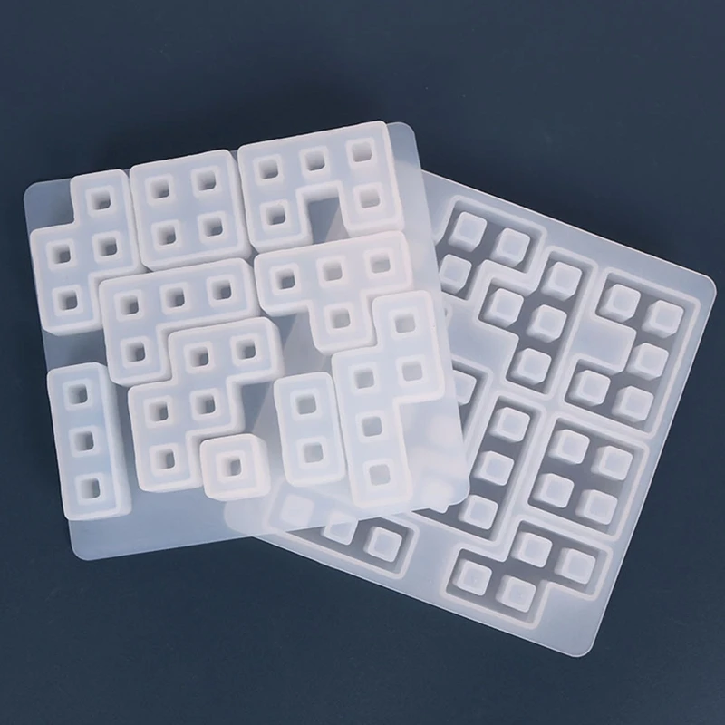 Puzzle Game Resin Molds Mini Cube Silicone Square Epoxy Crystal DIY Stackable Puzzle Interlocking Blocks Casting Jewelry Kit