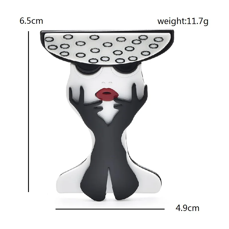 Wuli&baby Acrylic Wear Hat Gloves Lady Brooches For Women 2-color Modern Figure Office Party Brooch Pins Gifts