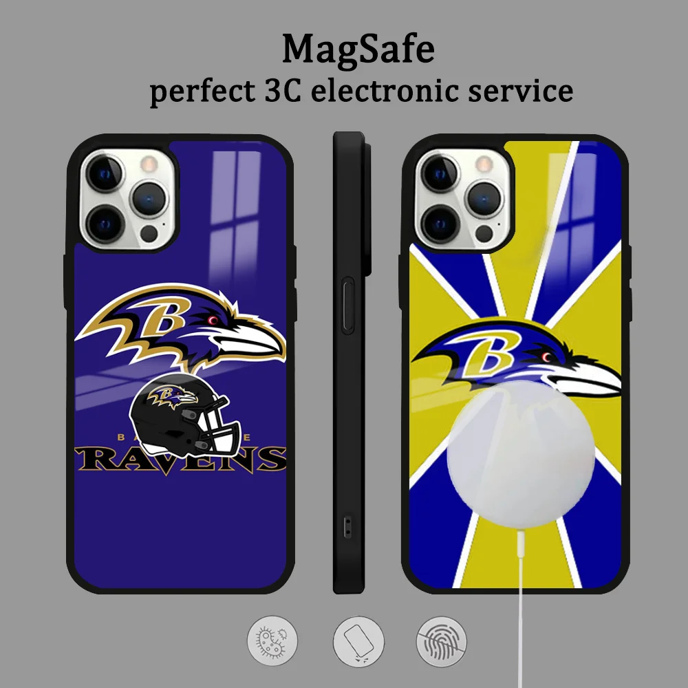 B-Baltimore R-Ravens-S Phone Case For iPhone 16 15 14 13 12 11 Pro Max Plus Mini Magsafe Mirror Wireless Magnetic Cover