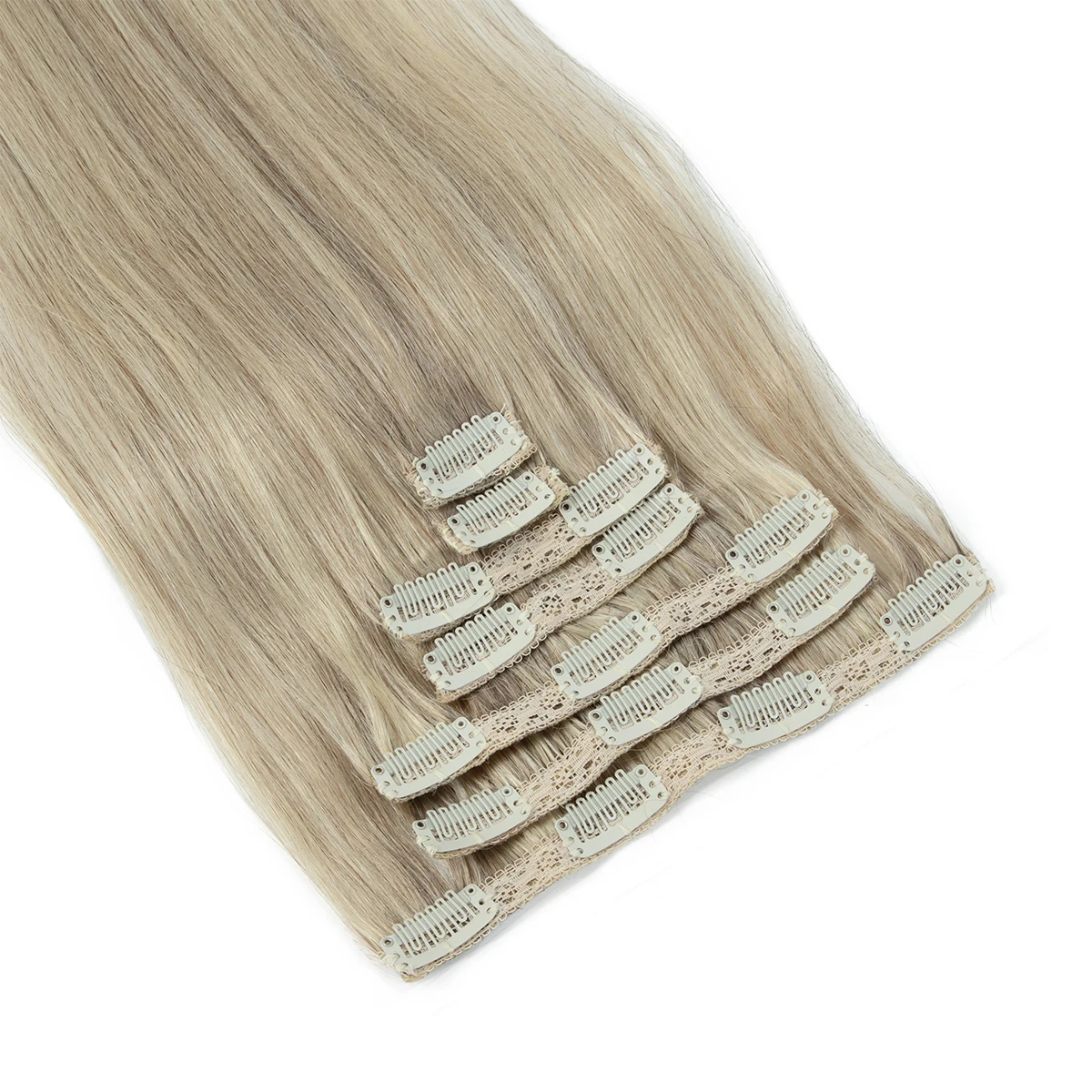 Ekstensi Rambut Clip in Baru Rambut Asli Manusia Alami Mesin Remy Clip in Extensions Double Weft 7PCS Clip Ins Untuk Menambah Volume