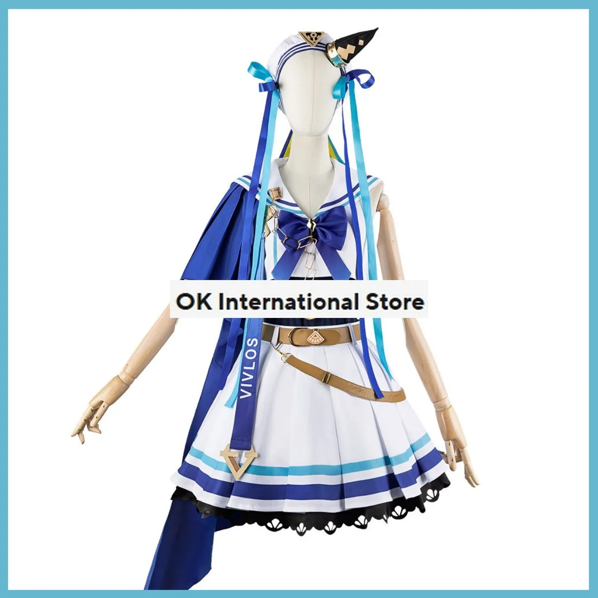 Umamusporcelain: azole Derby Vivlos Cosplay Costume pour femme, jeu d'anime, bleu marine, uniforme, jupe, chaussures, sexy, Kawaii, fête d'Halloween, trempé