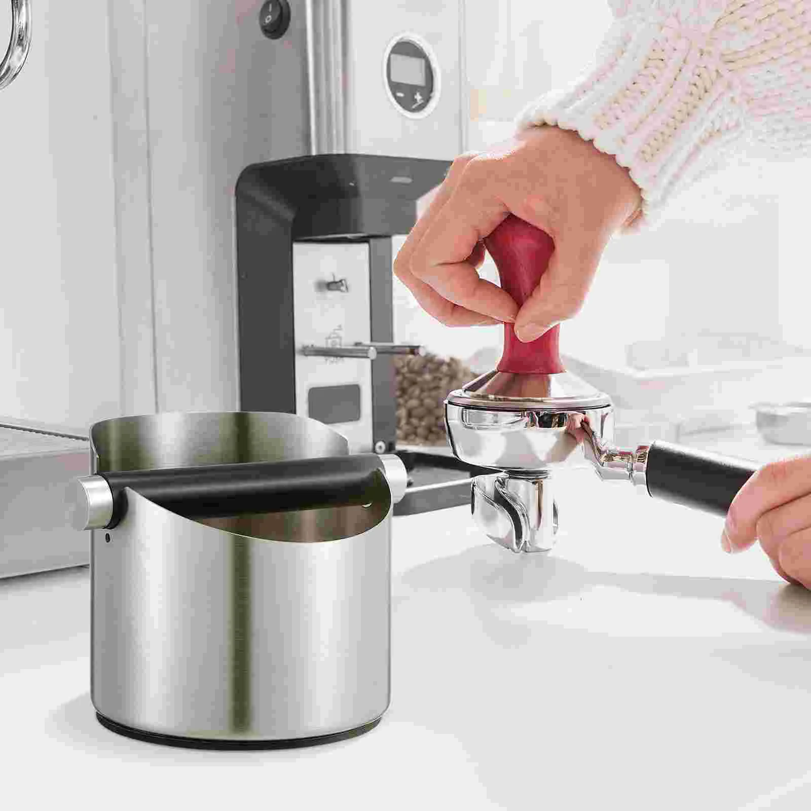 Coffee Maker Grounds Bucket Powder Container Italian Espresso Bin Puck Machine Stainless Steel