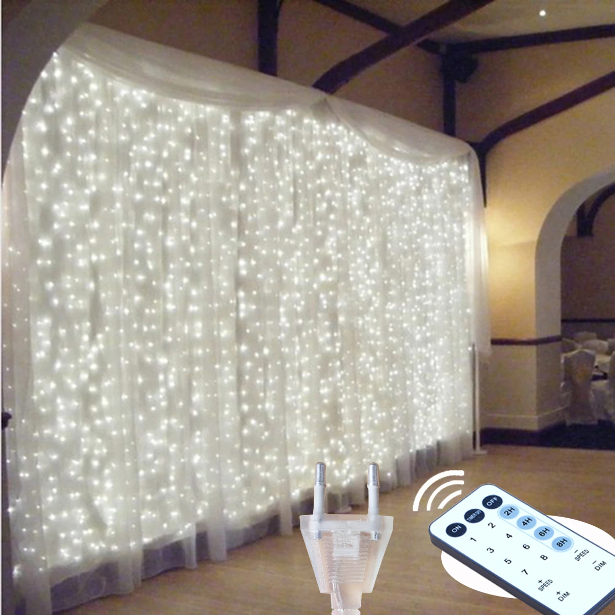 6X3M LED Remote Curtain String Lights Fairy Lights Garland For Birthday New Year Home Patio Party Wedding Home Outdoor Decor