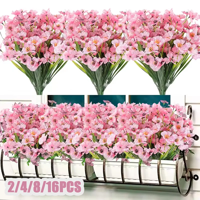 2-16 قطعة الزهور الاصطناعية البنفسجي الجدار الشنق ورد صناعي باقة في الهواء الطلق ديكور حديقة المنزل DIY بها بنفسك حفل زفاف ديكور المنزل #1