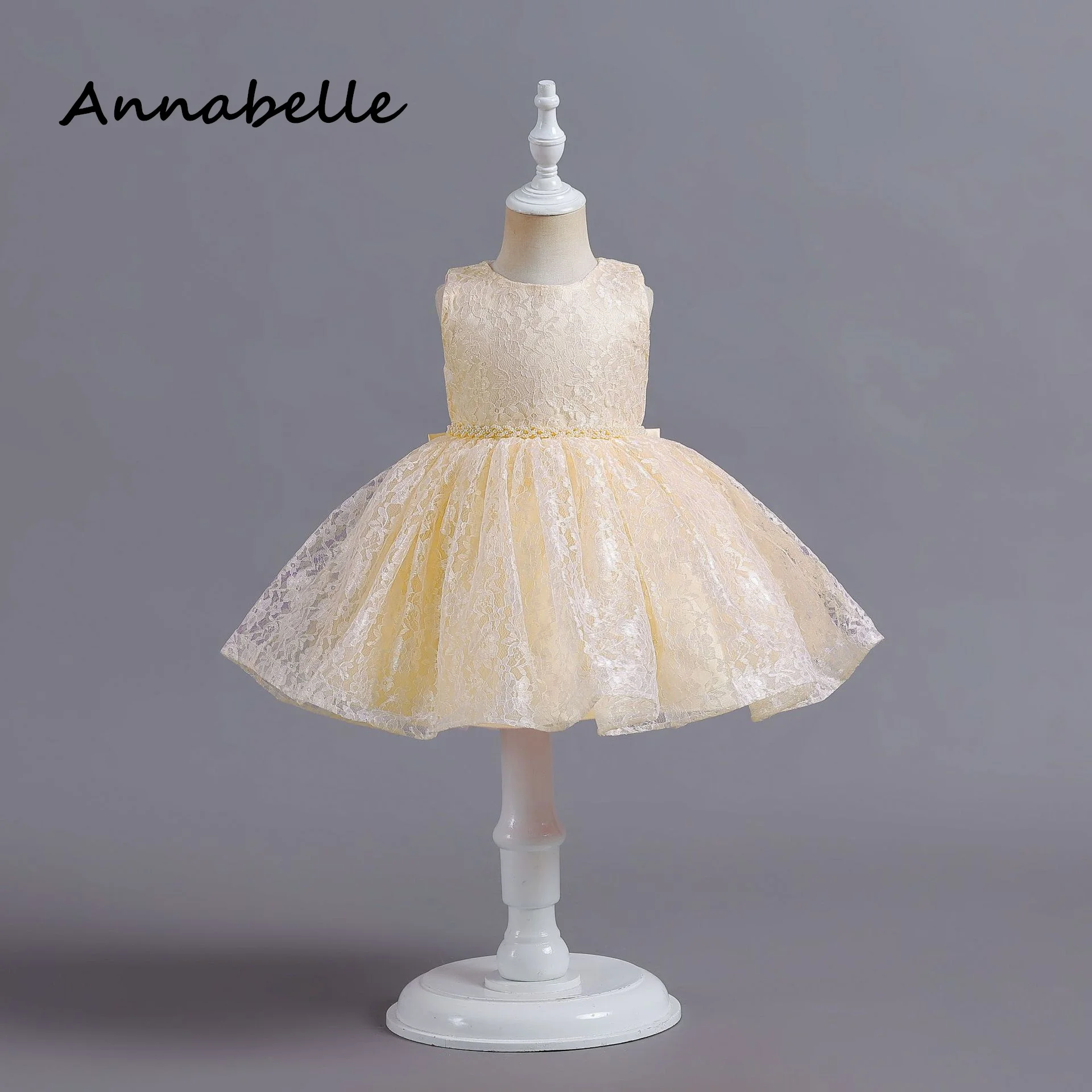 Annabelle Flower Baby Girl Bow Dress For Wedding Party Dress bambini colorati Puffy Baby Clothes Princess vestidos