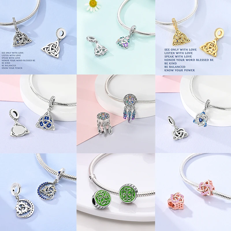 2026 Neuer 925 Sterling Silber Schleifen-Charm Herz Keltischer Knoten Perlen-Anhänger Passend für Europäische Armbänder DIY Damen Schmuck Geschenk – Detail 2