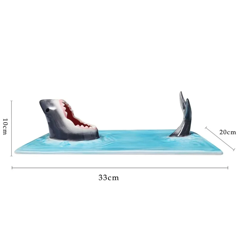 Creative Shark Shape Rectangular Ceramic Plates Sushi Dessert Storage Plate Cheese Board Dining Table Kitchen Decor