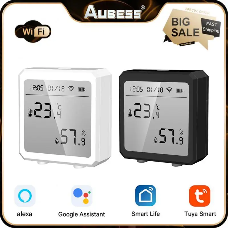 

Tuya Smart Life Wifi Temperature Humidity Sensor With Alarm Timer Function Lcd Digital Screen Work With Alexa Echo Home