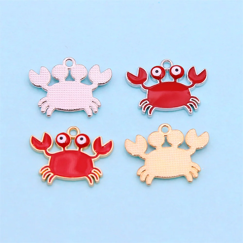 10pcs red crab enamel pendant women\'s handmade necklace bracelet earrings jewelry pendant supplies making accessories wholesale