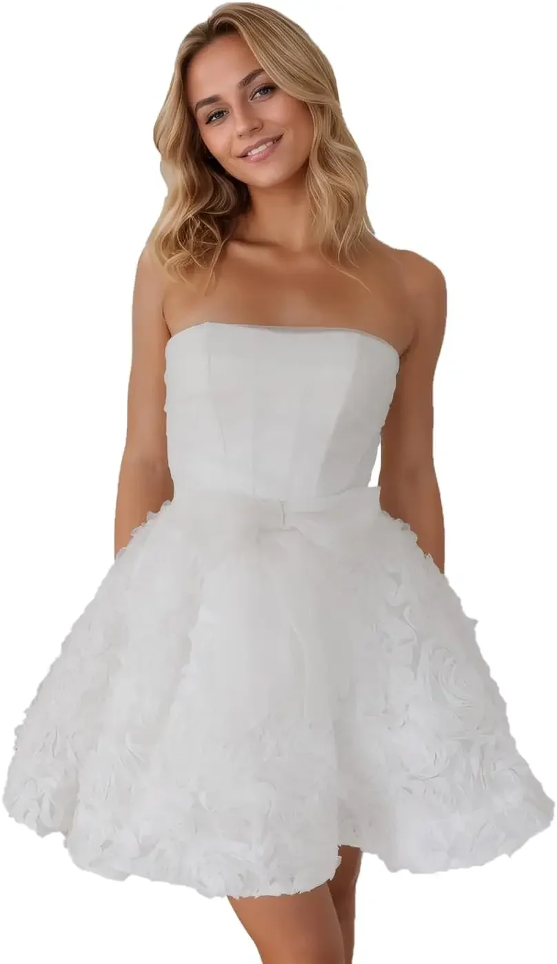 فستان زفاف قصير مخصص للنساء فستان زفاف صغير مشد فستان استقبال الكرة ثوب التخرج فستان كوكتيل للعرائس