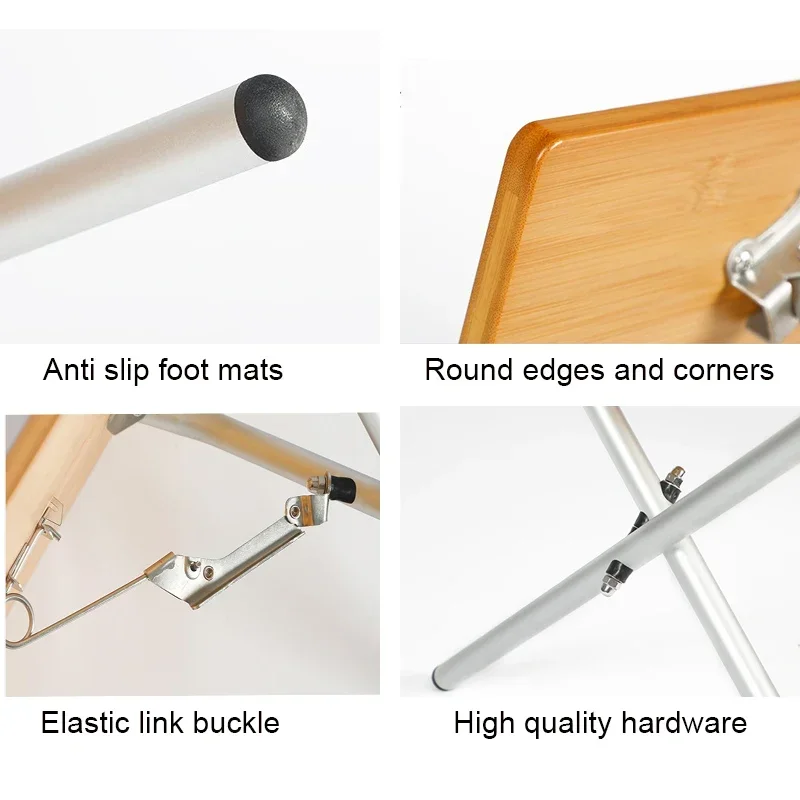 대나무 야외 캠핑 테이블, 단단한 나무 테이블, 휴대용 접이식 보관, 캠핑장 접이식 피크닉 럭셔리
