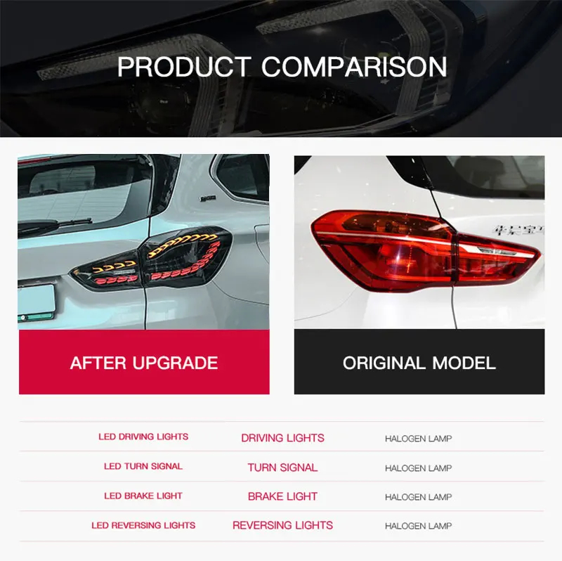

Car taillight For BMW X1 F48 2016 2017 2018 2019 2020 2021 F49 LED Tail Light DRL Dynaimc Sequential Turn Signal Car Accessories