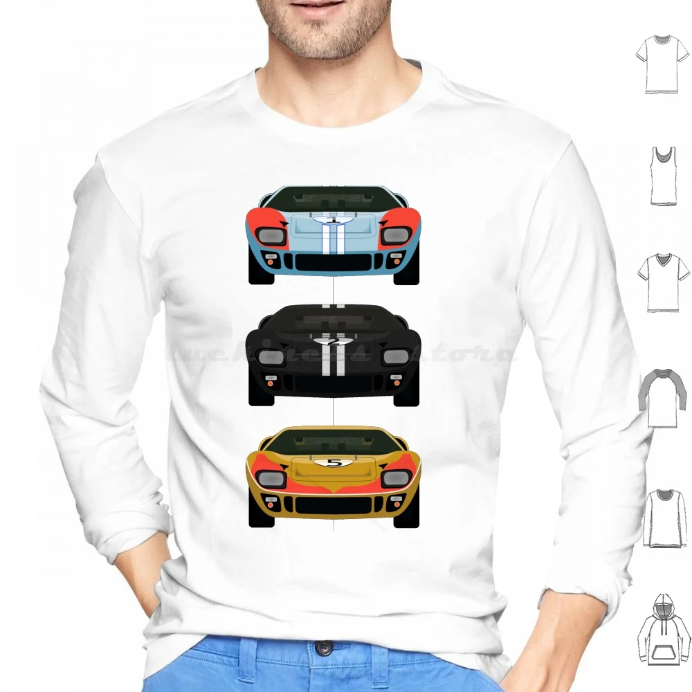 The 3 Gt40s Hoodie Cotton Long Sleeve V Ferarri 24 24 Hours Gt40 Gt Car Racing Speed Motorsport Ken Miles Ken