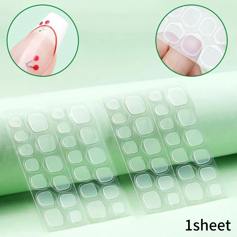 1Sheet Double Sided Glue Nail Sticker Adhesive Tabs Waterproof Breathable Fake Nail Glue Stickers Jelly False Nails Tips