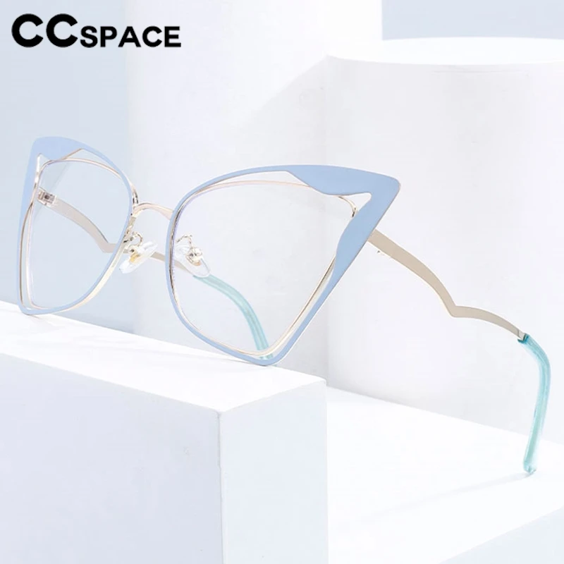 Fashion Big Size Eyeglass Frames Women Anti Blue Blue Light Glasses Frame Butterfly Shape Metal Optical Glasses 300867