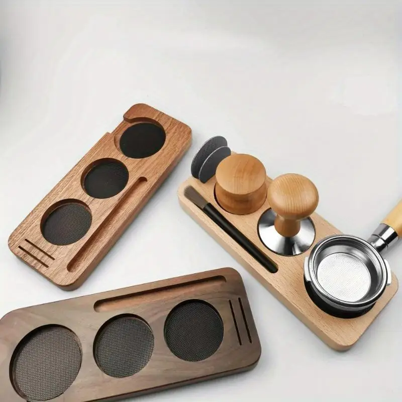 1Pc 51/58mm Coffee Tamper Holder with Cloth Handle Wooden Base Espresso Accessories Storage Bar Tools