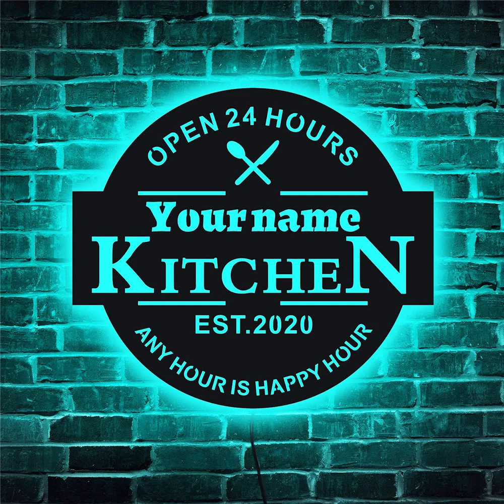 

Personalized Kitchen Neon Sign Custom LED Wall Lamp Light for Dining Room Decorations Light Color/Mode/Brightness Adjustable