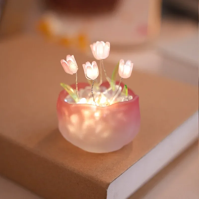 

Handmade DIY Tulip Pumpkin Cup Small Night Lamp Bedroom Ambience Light Girlfriends' Gift Girlfriend Birthday Present