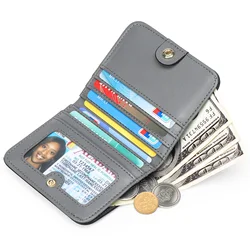 Small Wallet for Women, Slim Bifold Credit Card Holder, Compact RFID Blocking Cash Wallet, Billfolds Thin Leather Zipper Pocket,