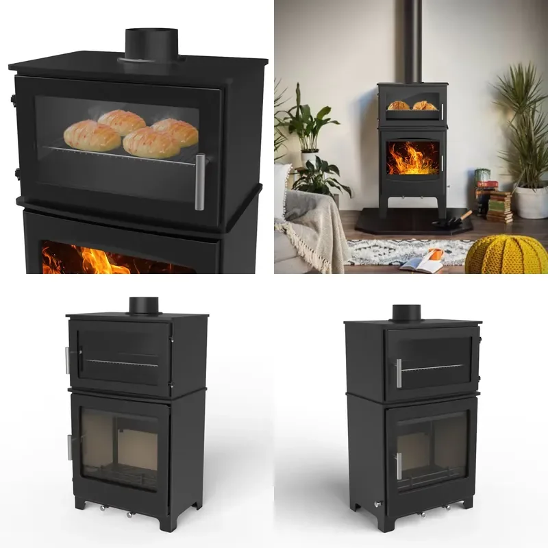 for Modern Freestanding Oven Tray Heating Coal Stove with Low Carbon Steel Construction 8.4 kW Heat Output