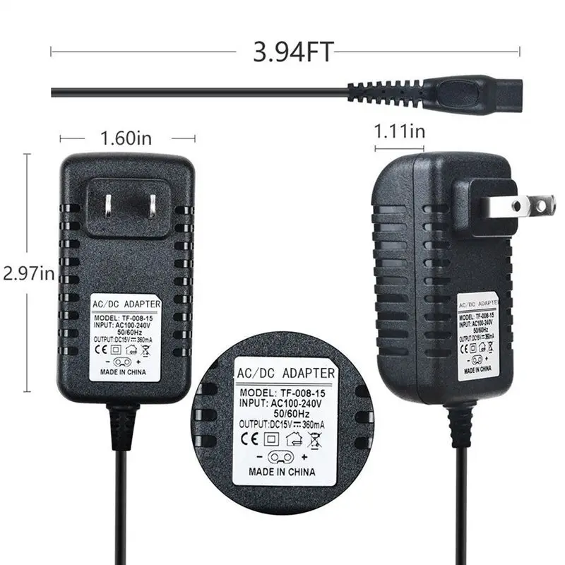 A38T-5X 5.4W 15V/0.36A Shaver Power Adapter For Shaver HQ8505 AT790 AT810(US Plug)