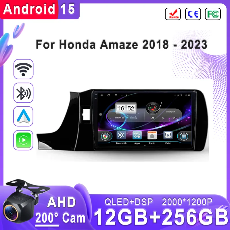 

Android 15 2K Incell Screen Multimedia For Honda Amaze 2018 - 2023 Stereo Head Unit GPS Navigation High-performance CPU Screen