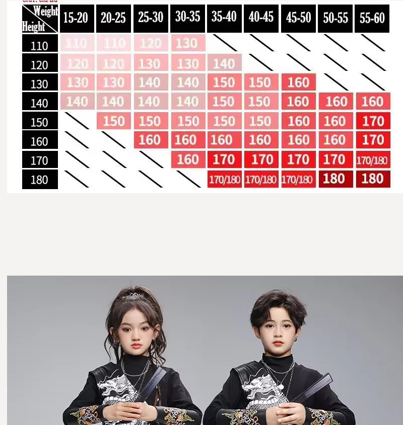 

Kid Chinese Style Hip Hop Clothing Black Dragon One Shoulder Vest Casual Wide Leg Pants for Girl Boy Jazz Dance Costume Clothes