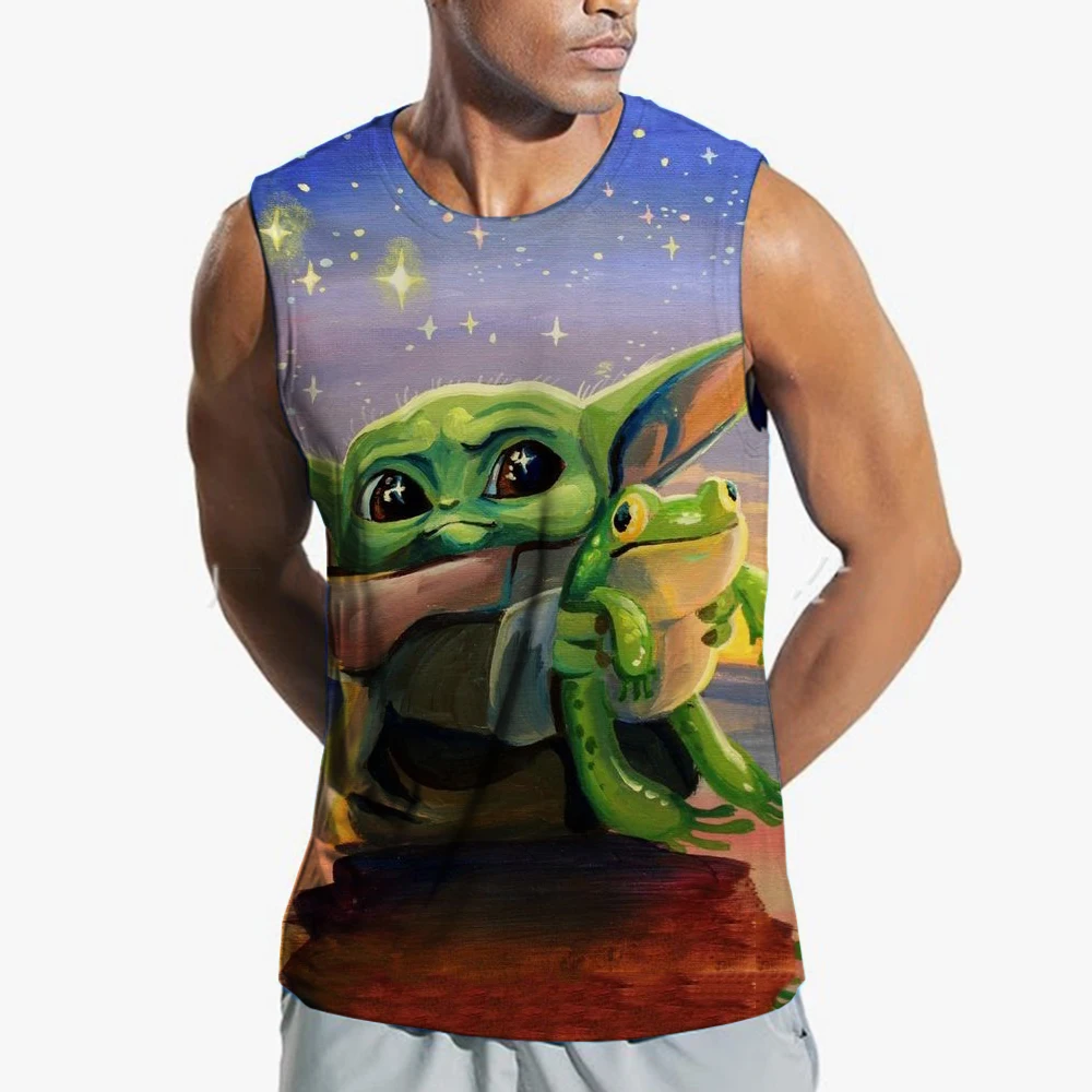 Yoda Baby Print Tank Top Gym Clothing Men Cool Streetwear Basketball Vest Quick Drying Sleeveless T-Shirt Y2k Tops