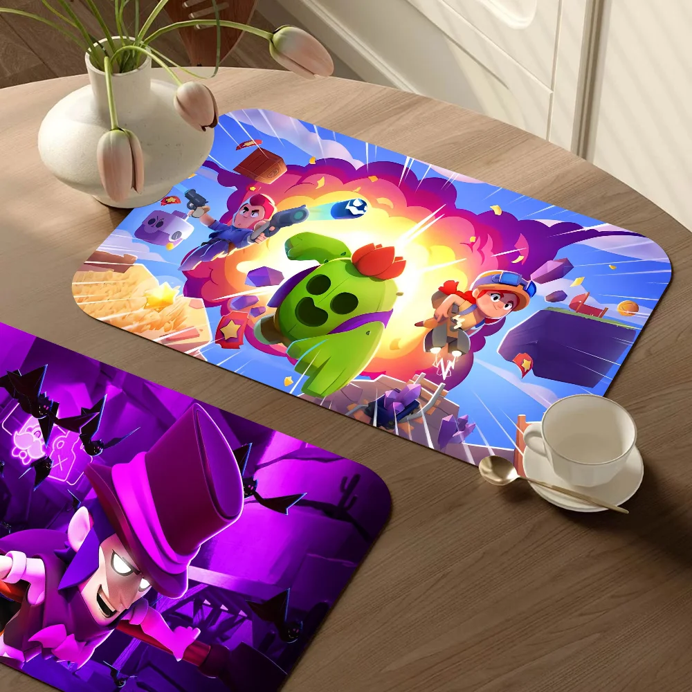 

Game Brawls Kitchen Draining Mat Non-slip Drain Dish Mats Coffee Pad Heat Resistant Placemat Dinnerware Dustproof Pads