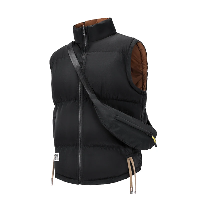 Reversible Vests Men's Autumn Winter Cotton Jacket for Men 2025 Sleeveless Jackets+Crossbody Bag Women Men Couple's Vest
