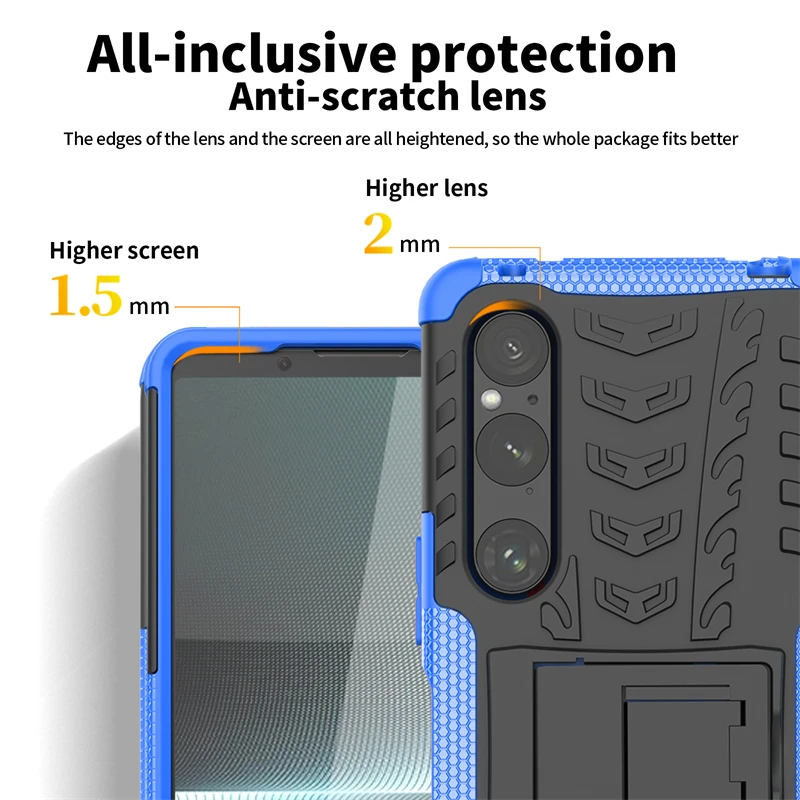 For Sony Xperia 1 V Case For Sony Xperia 1 V Cover Armor Silicone Rubber Anti drop Phone Stand Protect For Sony Xperia 1 V Case