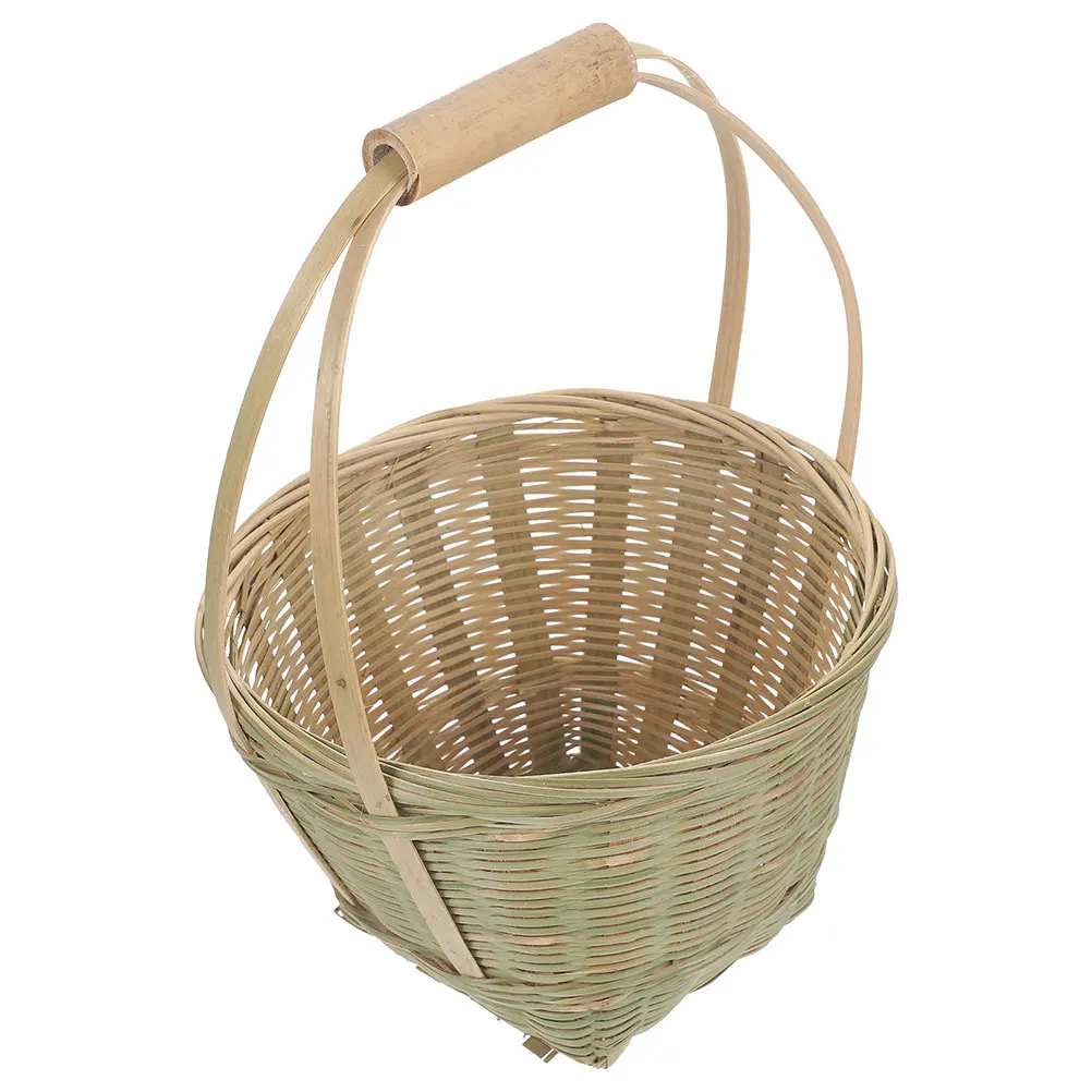 

Hand Woven Basket Fruit Storage Picnic Camping Hiking Home Decor Bamboo Snacks Vegetable Bread Lightweight Durable Portable